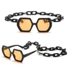 Novo limpo e simples moda mulheres óculos de sol com óculos cadeia especial octógono design plástico quadro