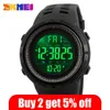 New SKMEI Men's Watches Sports 5Bar Waterproof LED Man Digital Watch Military Relogio Masculino Clock Relojes para hombre+Strap G1022