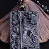 Beautiful Chinese Handwork Natural Black Obsidian Carved Sword GuanGong Lucky Amulet Pendant Beads Necklace Fashion Jewelry 02158980327