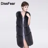 Women's Fur & Faux Winter Women Real Vest Solid Genuine Jacket Slim Gillet Sleeveless Overcoat Female Ladies Natural Coat