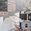10 pcs 3D Stickers muraux carrelage auto-adhésif panneau de mousse imperméable salon TV fond protection bébé papier peint 38 * 35 cm 210310