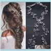 Headbands Jewelrywomen Pearl Pins Clips Bridal Tiaras Bands Bridesmaid Diamante Hair Vine Barrettes Wedding Jewelry 35Cm Headwear Drop Deliv