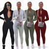 Sexy Wholesale Women Jumpsuits spring sets women One Piece Rompers Design Update Adult Onesie Zipper Up Plus Size Long Sleeve Jumpsuit For S-5XL