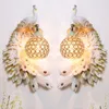 Wall Lamp Modern Twins Peacock Creative Colorful Gold White Light LED Crystal Metal Lamps For Corridor DecorWall