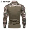 Men's T-Shirts S.ARCHON Tactical Men Camo Cotton Long Sleeve Army Combat T-shirt Elastic Breathable Tshirts Clothing