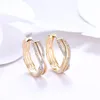 LEKANI круглые полые линии формы серьги-кольца для женщин шампанское золотые серьги юбилей белый цирконий модные украшения 2108127368