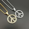 Pendant Necklaces Peace Symbol Anti-War Sign Necklace Stainless Steel Gold Chains For Men Women Hip Hop Iced Out Jewelry