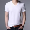 Liseaven T-shirts pour hommes Arrivée Col en V T-shirt à manches courtes Summer T Slim Fit Tee 210716