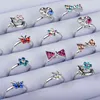 5 pcs Misture Lotes Cute Crystal Strass Crianças Crianças Ajustável Ajustável Cor Prata Anéis Jóias Presentes Relatório Estilo Réu Enviar G1125