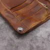 メンズ財布手作りのしわの財布のオリジナルレザー純正牛革垂直お金のクリップショートビルフォールド財布