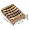 Natural Wooden Soap Dishes Anti-slip Bathing Soap Holder Storage Rack Plate Box Container Bath Shower Bathroom T2I51733