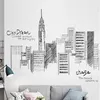 Black Retro Large Tall City Buildings Set Wall Stickers PVC DIY Mural Art for Living Room Sofa Decoration Background Decal 3Size 210914