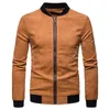 Men's Jackets Spring Autumn Men Fashion Slim Fit Corduroy Fabric Baseball Jacket Solid Homme Rib Sleeve Classic Casual Bomber Coats