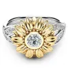 Cubic Zirconia Sunflower Ring Gold Diamond Rings mode bagues de fiançailles pour les femmes Bijoux de mode pour les femmes Cadeau volonté et sable
