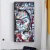 Abstrakt graffiti svart kvinna ansikte kanfas målning affischer och tryck akvarell folk väggkonst bild för hemrum inredning