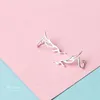 Design Echt 925 Sterling Silber Mode Linie Flügel Clip Ohrringe Für Frauen Süße Romantische Earing Weibliche Schmuck 210707