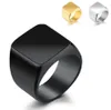 2021 Säljer rostfritt stål Fashion Square Finger Rings för män Fashion Mens smycken Wedding Band Silver Black Gold6758625