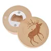 2022 Ny Blank DIY Wooden Round Shape Bottle Opener Coaster Kylskåpmagneter Dekoration Ölflasköppnare