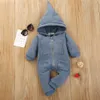 Aankomst Lente Baby Solid Warm Hooded Jumpsuit lange-sleeves Rompertjes Baby's Kleding 210528