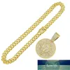 Zircone cubico ghiacciato NO 7 Ciondolo moneta con strass Big Miami Collana girocollo catena cubana Collana gioielli uomo hip hop moda244j