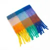 Vrouwen plaid sjaal winter warme sjaal en wraps bandana pashmina vrouwelijke foulard lange deken regenboog harige bufanda 2021