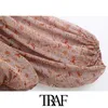 TRAF Women Fashion Paisley Print Blouses blouses خمر فانوس فانوس مرنة قمصان أنثى قمصان أنيقة 210308