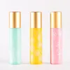 10ML Printing Roller Fles Glazen Flessen Reizen Draagbare Parfum Essentiële Olie Fles Mini Macaron Kleur Glazen lege Fles