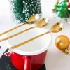 Year Metal Spoon Christmas Party Tableware Ornaments Stainless Steel Spoon Decorations Christmas Ornaments Pendants 211109