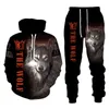 Zwierząt 3D Drukowane męskie Bluza Bluzy Ustaw męska Tiger Dres / Pullover / Kurtka / Spodnie 2 PC Zestaw Sportswear Casual Male Garnitur G1217