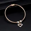 Bangle Modyle Crystal Heart Charm Bracelet Bangles For Women Magnet Clasp Snake Chain 316L Stainless Steel Wedding Jewelry