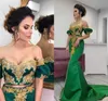 Gold Pizzo Crystal Green Aso EBI Off Spalla Abiti da sera Abiti da sera con maniche corte Long Red Celebrity Pekeant Dress