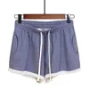 Solid Färg Bomull Casual Sport Shorts Kvinnor Hem Pyjamas Pocket Fitness Running Cuffed Wide Ben Byxor Sommar 210603