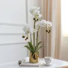 vaso da fiori da tavolo ben progettato di alta qualità, composizione floreale in lattice artificiale, orchidea, tocco reale, popolare T200103