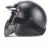 Darmowa Wysyłka PU Skórzane Kaski 3/4 Motocyklowe Chopper Rower Kask Otwarty Face Vintage Motocykl Hełm