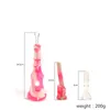Pipe à eau en verre de narguilé en silicone rose Bong de 9,8 pouces de hauteur conception de pagode amovible avec bol en verre pour la vente au détail ou en gros