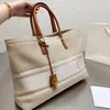 Designer Women Cabas Canvas Tote Bag Paris Brand Letter Embroidery Totes Borse Stripes Shopping Shoulder Borse da donna di lusso