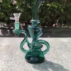 2021 Hookah Bong Glass DAB Rig Multi Color Peacork Green RecyLer Water Bongs Rökrör 9 tum Höjd 14.4mm Kvinna Joint med Quartz Banger