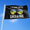 Ukraina Flaga z mosiądzami Przelotki, My I Stoi Z Ukrainą Pokój Ukraiński Niebieski Żółty Kryty Outdoor Flags Banery Sign (3x5 ft) Poliester F0304