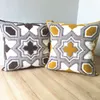 Yellow Grey Geometric Embroidery Cushion Cover Abstract Pillow Cover 45x45cm Living Room Sofa Home Decoration Pillowcse 210315