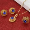 Örhängen Halsband Etiopiska Smycken Set Guldfärg Kristall Hängsmycke Ring Mellan påsk Habesha Bröllop
