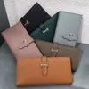 Kvinnors äkta läder lyxiga design handväska mode långa pengar väska telefonkort hållare koppling plånböcker