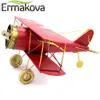 ERMAKOVA 29CM or 27cm Metal Handmade Crafts Aircraft Model Airplane Model Biplane Home Decor Furnishing Articles(Red Color) 210811