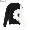 Woherb Korean Fashion Hoodies Women O Neck Long Sleeve Contrast Color Sweatshirt Casual Loose Ladies Tops Pullovers 90776 210928