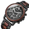 Relógio de pulso de quartzo de madeira masculino de marca de luxo relógio masculino esportivo à prova d'água cronógrafo relógios de madeira