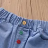 Pantaloni casual in velluto a coste per bambini Primavera Autunno Abbigliamento per bambini Pantaloni per bambini in tinta unita con bottoni per ragazze2-5-8-10 anni 210701