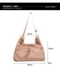 Faux Fur Bags For Women White Handbag Winter Soft Plush Pink Shoulder Bag Fashion Female Tote Bag