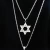 Hängsmycke Necklaces Style European And American Classic Star of David Halsband Full Zircon Inlagda Mäns Casual Punk Smycken