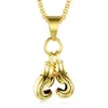 Colares de pingentes de colar de colar de pingente na luva de boxe de pescoço de aço inoxidável esporte de jóias pretas de ouro longo longo