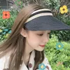 Kız Yaz Kore Çok Yönlü Güneş Şapka Seyahat Yaz Moda Güneş Şapka Boş Üst Yay-Düğüm Gölgelendirme Hasır Şapka