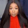 Yaki Straight Glueless Transparent spetsfront syntetiska peruker för svarta kvinnor med babyhår cosplay Hållbar peruk